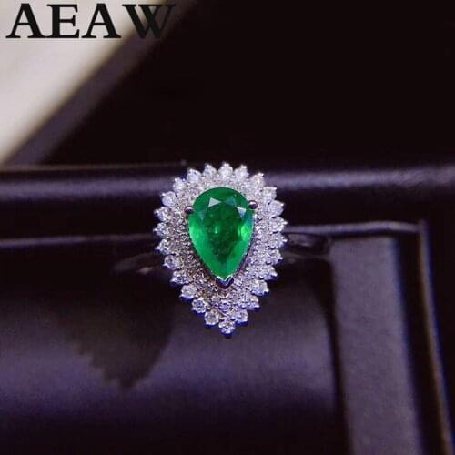 0.67ct Natural Emerald 14K White Gold 0.2ct Round Cut Diamond Engagement Ring Jewelry Gemstone colombian