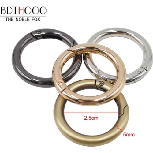 BDTHOOO 20pcs 2.5cm Opening Spring Ring Connection Buckle Circle Metal Inside Diameter 25mm Gold Silver DIY Bags Accessories
