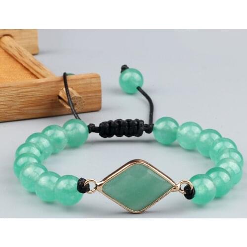 8mm Natural Green Chalcedony Stone Bracelet Jades Round Loose Stone Beads Charm Braided Bracelets for Women Yoga Energy Jewelry