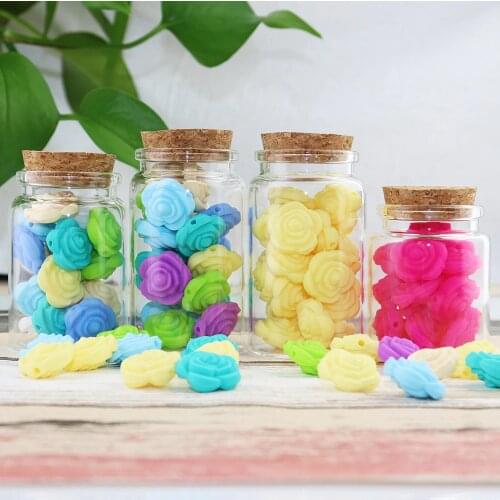 Rose Floral Beads Colorful Silicone Beads For Mommy Handmaking Jewelry Bracelet For Baby Teether Teething Silicone Beads