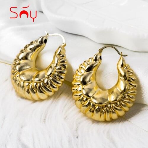 Sunny Jewelry Fashion New Copper Gold Planted Big Hoop African Dubai Earrings For Women High Quality Classic Wedding Party