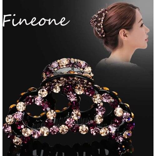 Rhinestone back of head large hairpin head Hairpin female adult elegant plate hair catch