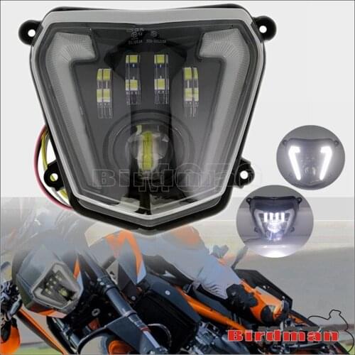 For 690 690R Naked Bike Enduro LED Headlight Replacement Assembly Angel Eyes LED Daytime Running Light HI/LO Beam 12-19