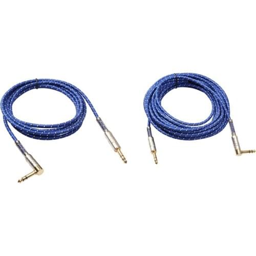 Top 1/4 Inch Jack 90 Degree 6.5mm Male to Male Stereo Audio Cable Dual Shielded for Electric Guitar Mixer Amplifier