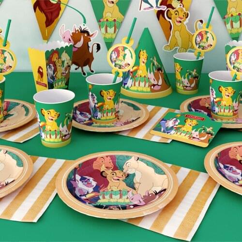 Lion Birthday Party Decoration Jungle Party Supplies Animal King Balloon Lion Baby Shower Banner Disposable Paper Tableware Gift
