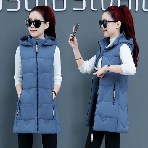 2021 SPring Autumn Korean Waistcoat vest winter women Hooded vest Women Hat detachable vest Womens down cotton vest