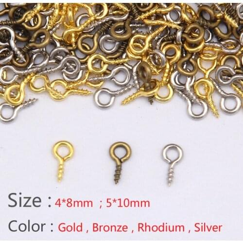 Yage 300pcs/lot 8mm,10mm Jewelry Screw Eye Pins Bail Findings For Pendant Top Drilled Imitation Rhodium Iron Pendant Clasps