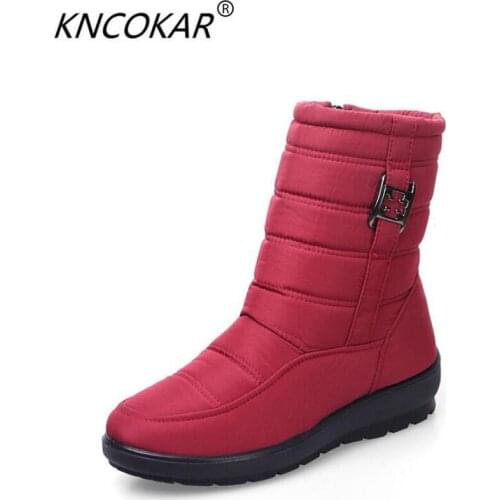 KNCOKAR 2018 Snowshoes womens fleece thermal winter new cotton shoes student short boots