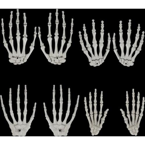 1 Pair Halloween Skeleton Hand Paw Skeleton Hand Bone Ornaments Halloween Party Haunted House Secret Room Bar Decor Scary Props
