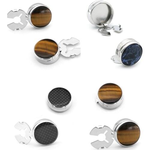 10pairs/lot Natural Succinite Stone/Corban Fiber Cufflinks Openable Shirt Cuff Button Cover Decoration Wholesale