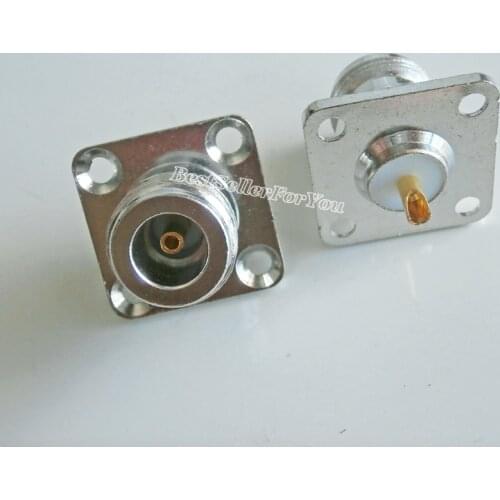 10Pcs Connector N Female jack 4-hole 25.4mm flange solder panel mount straight