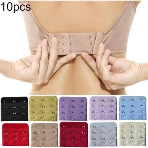 10Pcs 3-Row 3-Hook Universal Women Bra Extender Clasp Strap Extension Band Set Adjustable Belt Buckle Underwear