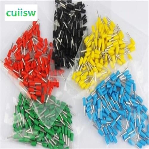 1000Pcs/ E2508 european-type pipe terminal 2.5 square wire connector, cold pressure type terminal plug, pin tube type terminal