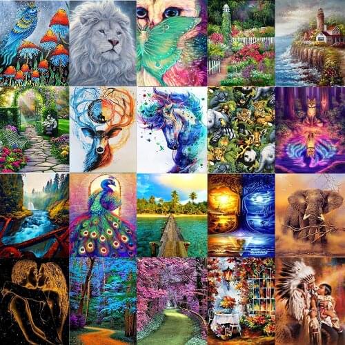 5D diamond painting full diamond animal landscape round diamond mosaic pattern home decoration DIY handmade