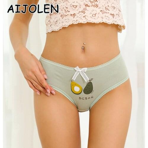 AIJOLEN Cute Avocado Girl Underpants Green and White Stitching Bowknot Underwear Cotton Soft Breathable Briefs