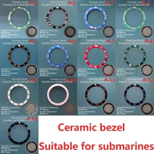 38mm case accessories carved ceramic bezel suitable for submarine 40mm parts replacement