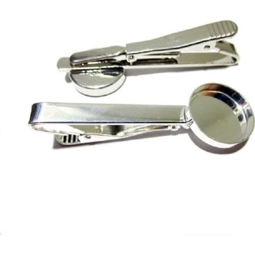 Beadsnice ID23034smt2 Brass Mens Tie Clip Blanks with Round Cabochon Base Wholesale Jewelry Tie Bar Findings
