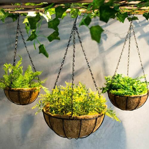 Chain Hanging Planters Flower Pot Basket Vase Levitating Garden Nursery Imitation Rattan Weaving Home Decor Balcony Baskets