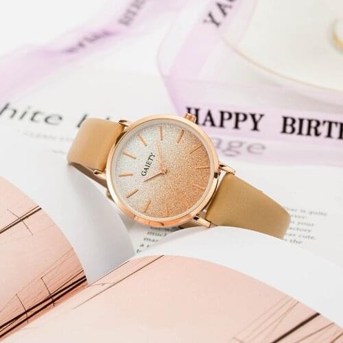 Montre Femme Ladies Quartz Watch Trendy Fashion Casual Phnom Penh Frosted Gradient Color Dial Leather Strap Relogio Feminino
