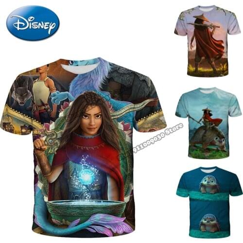 Disney Raya and The Last Dragon 3D Childrens Clothing Kid Clothes Girls T-shirt Boy Clothes Summer T-shirt Clothes for Newborns