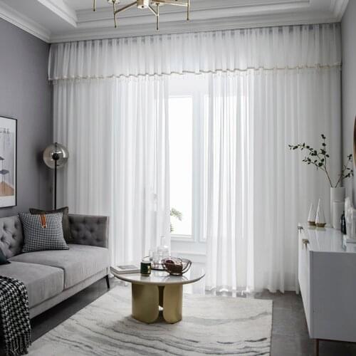 Elegant Sheer Curtains for Living Room Bedroom Modern White Tulle Finished Gauze Customized Voile Curtain Window Valance Decor
