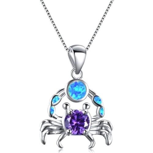 FDLK Exquisite Cute Crab Animal Crystal Pendant Necklace For Women Jewelry Accessories Bohemian Statement Fashion Opal Necklace