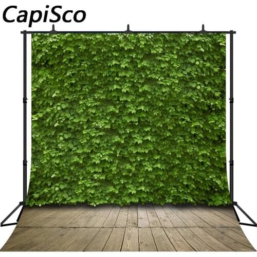 Capisco photography background green leaves wall Wood floor spring garden backdrop photocall shoot prop photophone photobooth