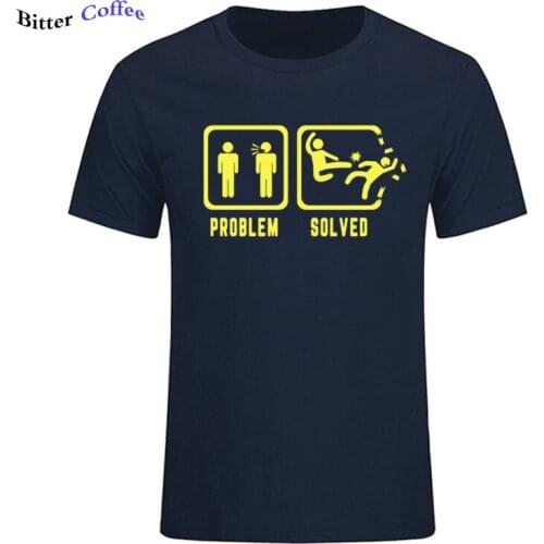 Funny Karate Martial Arts T Shirt Problem Solved T Shirt Man 2019 Summer New Arrival Casual Top Short-sleeved Tops & Tees