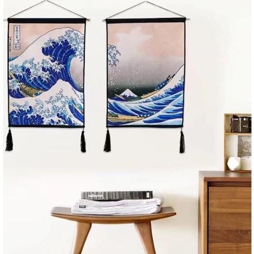 Fujiyama Volcano The Great Wave of Kanagawa Japanese ukiyo-e paintings tapestry wall decoration tarpaulin mural tapestry 45 65cm