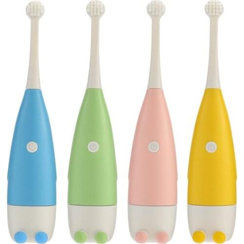 IGRG New Cartoon Toothbrush Childrens Bamboo Carbon Clean Teeth Electric Toothbrush Teeth Whitening Brush 2 Head Replace Gift