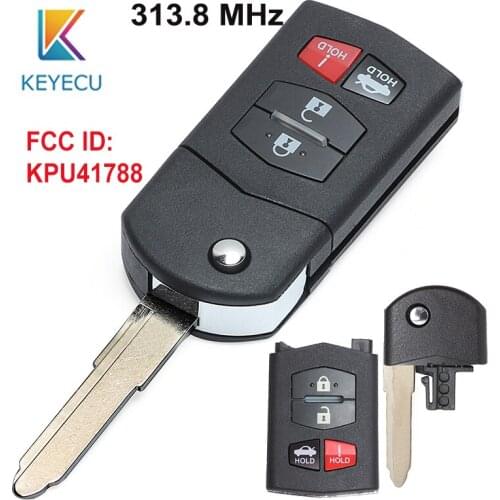KEYECU for Mazda 6 RX-8 2005 2006 2007 2008 Replacement Remote Control Car Key Fob 313.8MHz 4 Button FCC ID: KPU41788