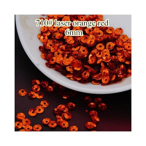 Laser Bright 50g 6mm Cup Round Sequins Laser Sequins Paillettes Sewing Sequins Decoration 710# Laser Orange Confetti