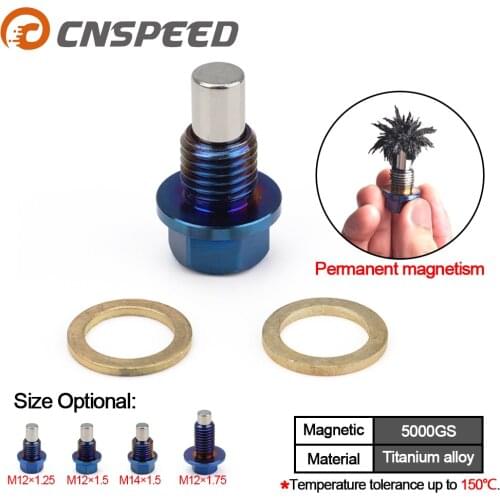 Reusable Permanent Magnetism 5000 Gs Titanium Alloy Magnetic Oil Drain Plug Oil Sump Nut M12x1.25 M12x1.5 M12x1.75 M14x1.5