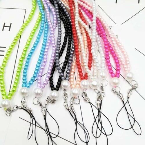 Fashion Pearl Mobile Phone Straps Lanyard Accessories Neck Strap Keychains Charms Keyring Buckle Rope Universal Lanyard Rope