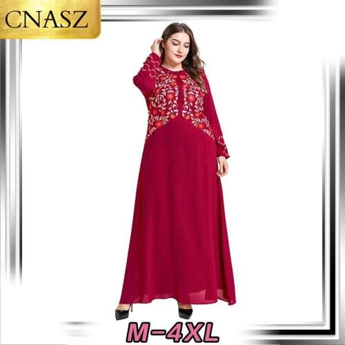 Muslim Dress Fashion Middle East Large Size Womens Dubai Turkey Embroidered Bow Casual Large Swing Morrocan Arabic Oman Kimono