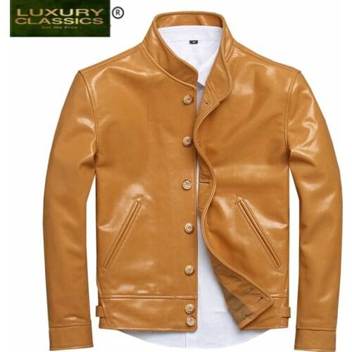 Leather Vintage Jacket Genuine Men Winter Cloth 2021 Streetwear Cow Leather Coat Male Motorcycle Real Leather Coats 1905A
