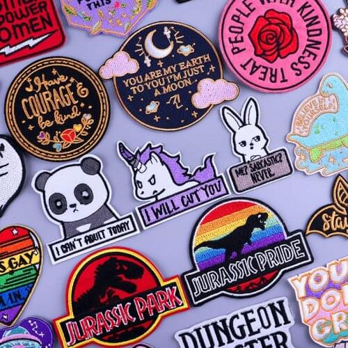 Jurassic Park Embroidered Patches On Clothes Letter Badge Iron On Patch Hippie Stripes For Jackets Jeans Patches For Clothing