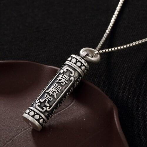 New Arrival Vintage 925 Silver Pendnat For Women&Men Tibetan Buddhism Shurangama Mantra Couple Pendant Necklace Jewels