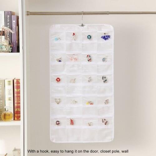 New 80 Pocket Hanging Loop Storage Bag Jewelry Holder Necklace Bracelet Earring Ring Organizer Jewelry Display Bag Organiser