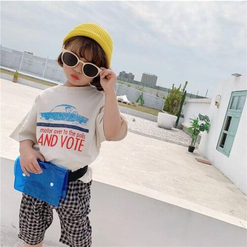 2 3 4 5 6 Years Toddler Boys T-shirts Casual Letter Printed Short Sleeve Tops For Girls Kids Clothing Summer Baby Tshirts New