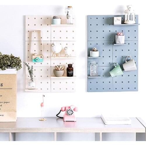 Plastic Peg Board Wall-mounted Storage Rack Living Room Kitchen Bedroom Bathroom Storage Shelf Organizer For Sundries