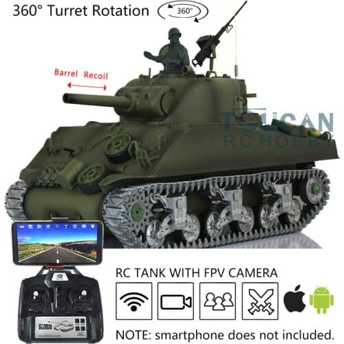 Henglong 1/16 Customized TK7.0 M4A3 Sherman RC Tank 3898 360° FPV Barrel Recoil TH17684