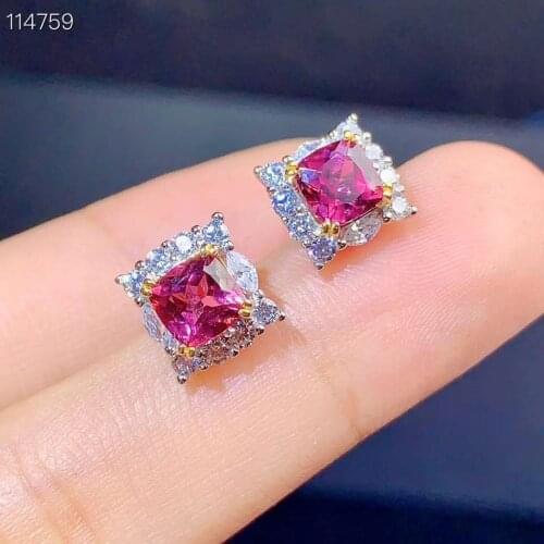 Pakistan natural Garnet Earring 925 silver Gemstones Jewelry 5mm