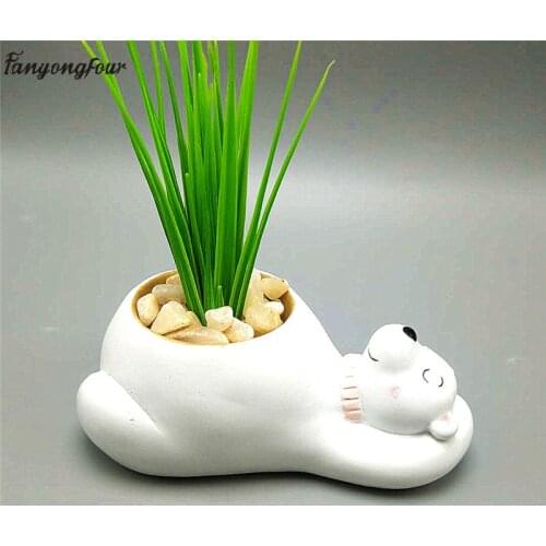 Sleeping Bear Flower Pot Mould Juicy Vase Mould Silicone Concrete Mould Silicone Vase