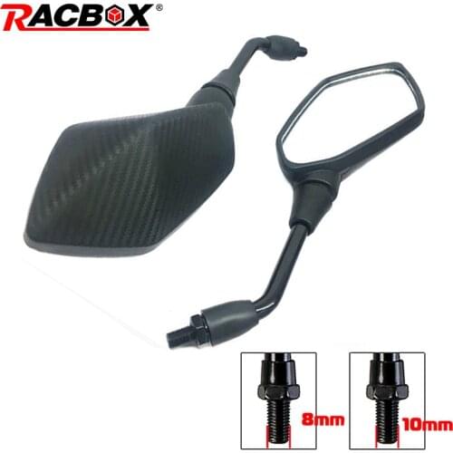 Carbon fibre color universal 10mm 8mm motocross ATV Off-road dirt pit bike motorbike side mirror moto rearview motorcycle mirror