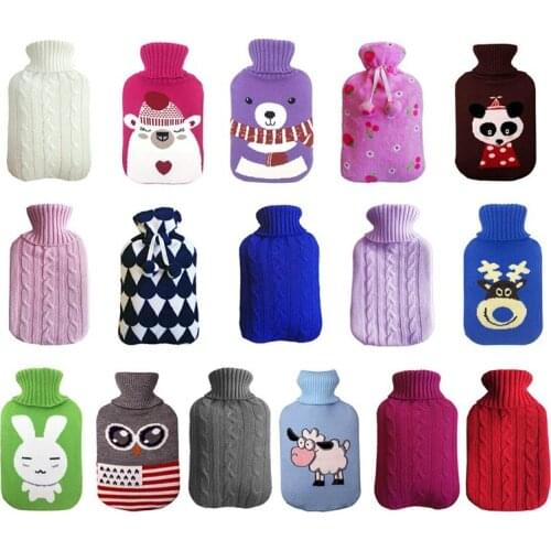 Knit Protective Cover for 2 Liter Large Hot Water Bottle Pvc Hot Water Bags Anti-scalding Cover Warming Hands 16 Colors