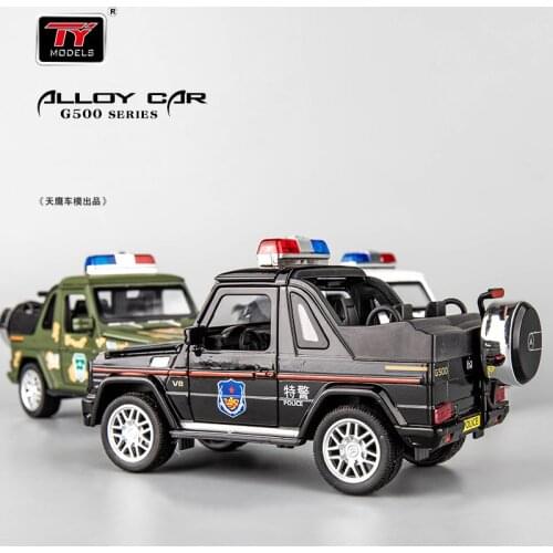 High Simulation Big Metal G500 Open-top Pullback Alloy Fire Police Car Model Childrens Sound Toy Car