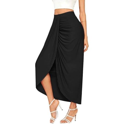 Summer Split Solid Wrap Skirts 2021 Black Fashion midi Skirt Sexy Women Streetwear Loose Lady Clothes Skort for Girls faldas