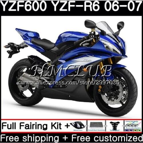 Factory blue Body For YAMAHA YZF R 6 YZF 600 YZF-600 YZF R6 2006 2007 Frame 16HC.9 YZF-R6 06 07 YZF600 YZFR6 06 07 Fairing Kit