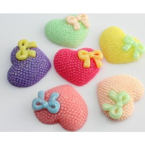 100pcs big cute glitter heart mixed Resin Chic kawaii decoden Cabochons Flat Back 30mm ,Pendants 3D Bling Heart Bobby Pins